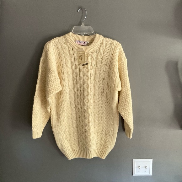 NWT Vintage Scottish Wool Ecru Sweater - Picture 1 of 9